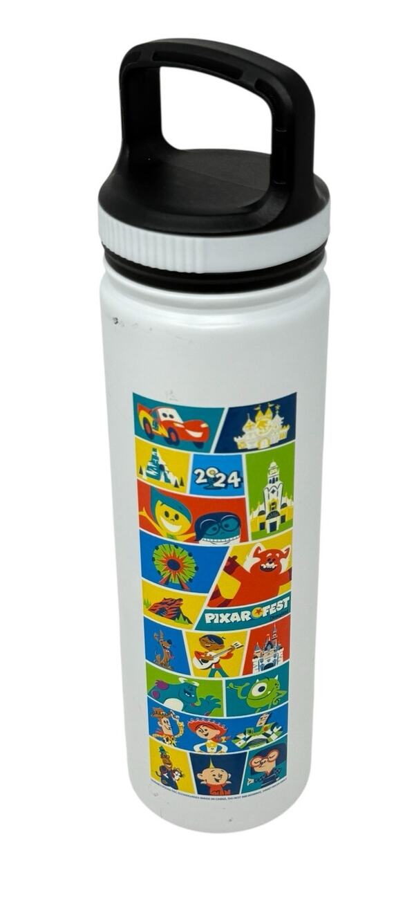 Disney Pixar Disneyland Pixar Fest 2024 White‎ Stainless Steel Water Bottle